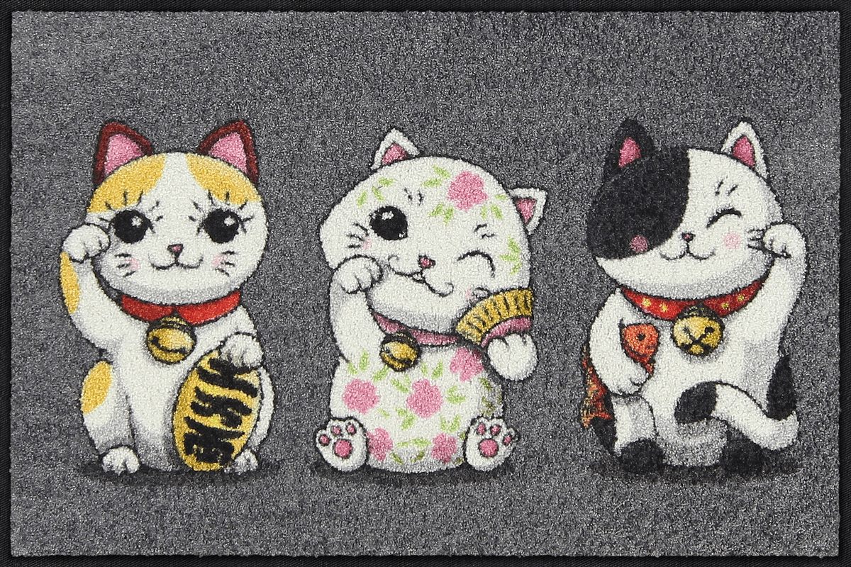Fußmatte 50x75  Lucky Cats grey grau