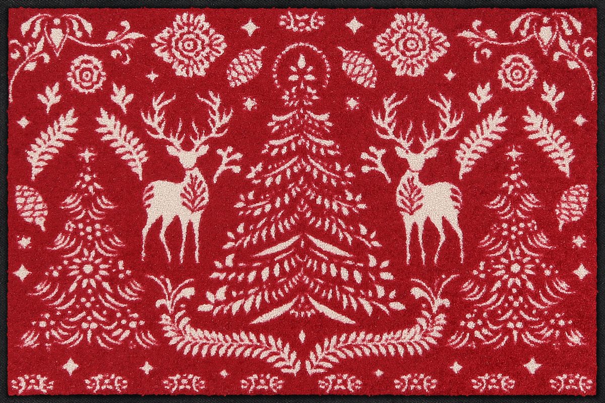 Fußmatte 50x75  Scandi Forest red grau