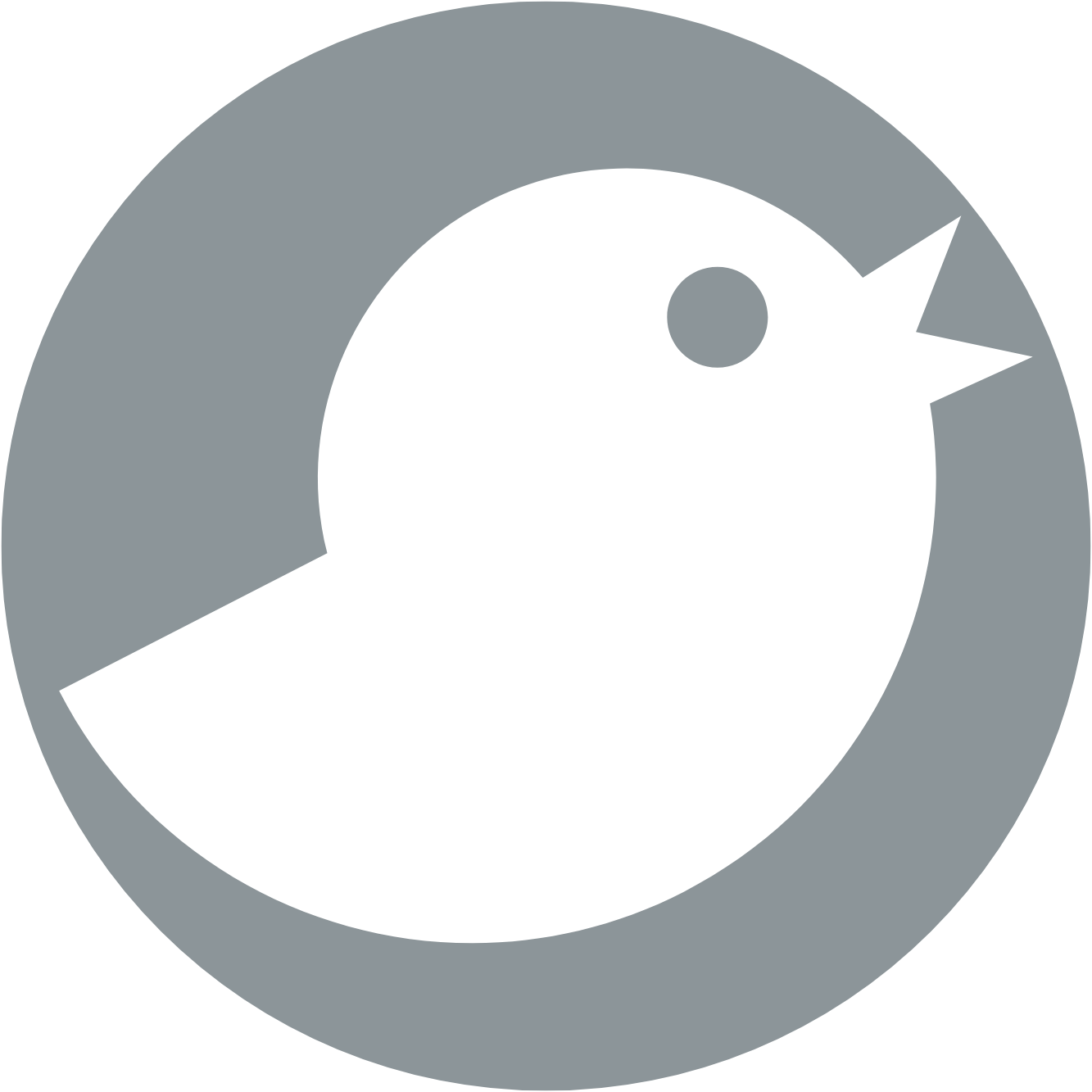 Symbol mit stilisiertem weißem Vogel auf grauem Kreis steht für naturnahes Design