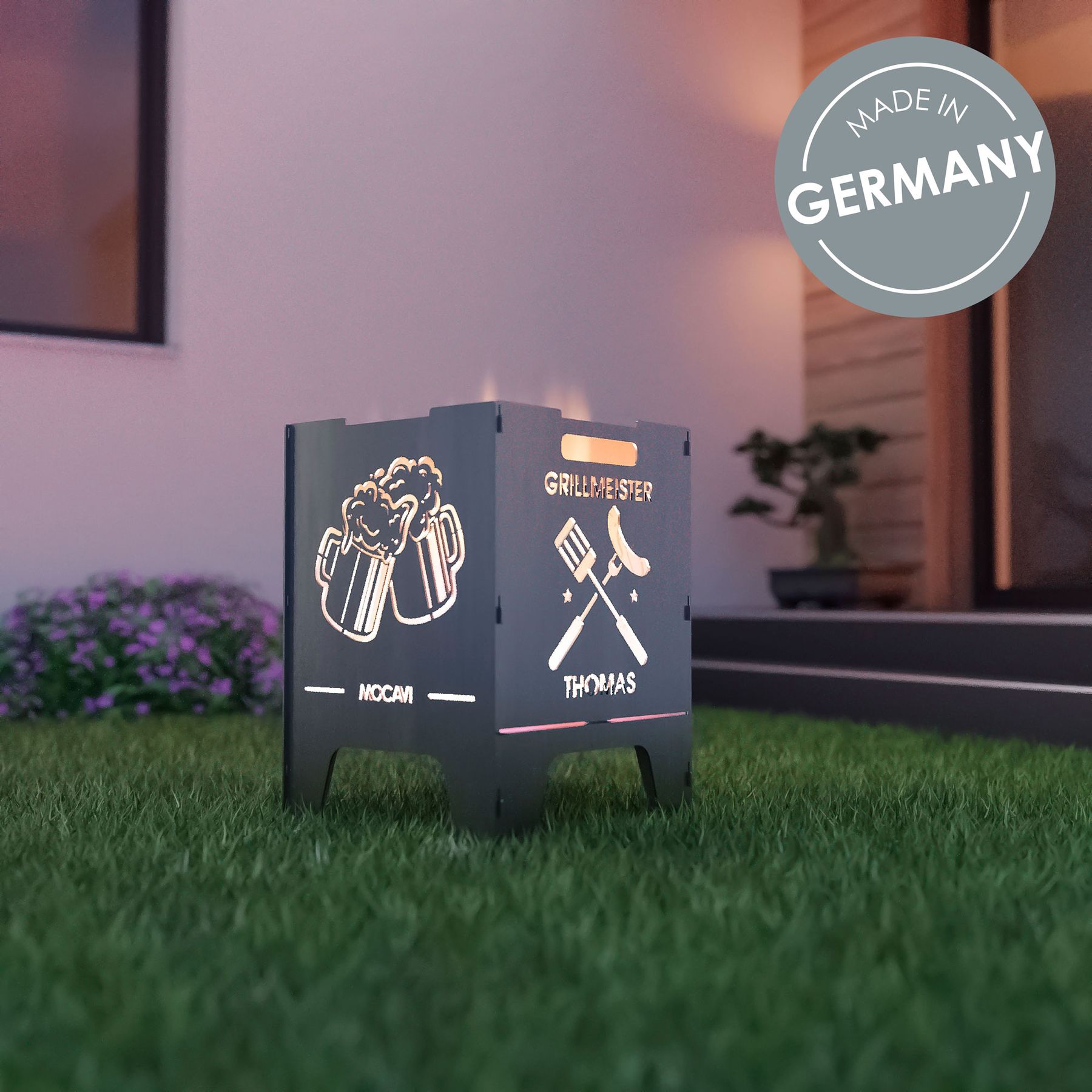 Feuerkorb Grillen 52 cm | 3 mm Stahl personalisiert