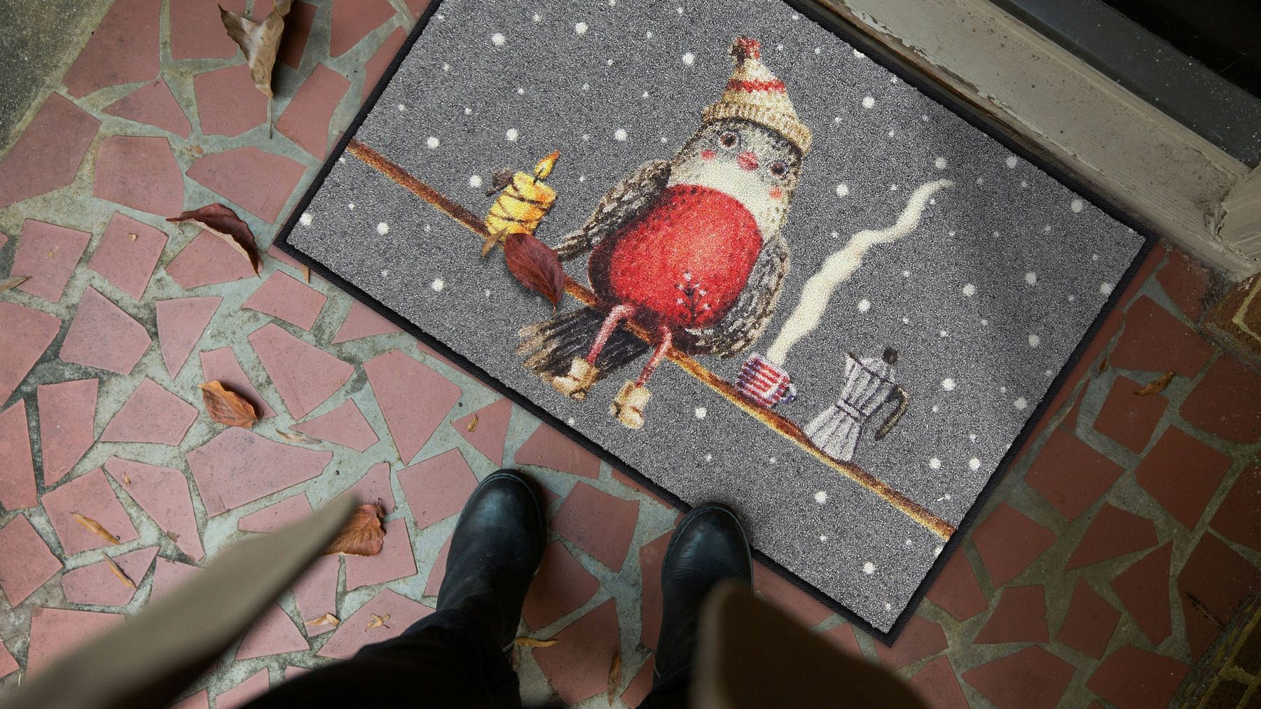 Fußmatte 50x75  Cozy Bird braun