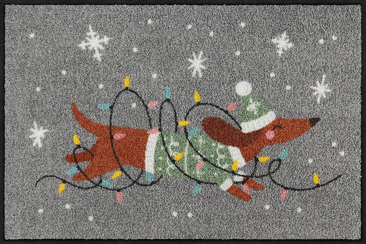 Fußmatte 50x75  Jingle Dog grau