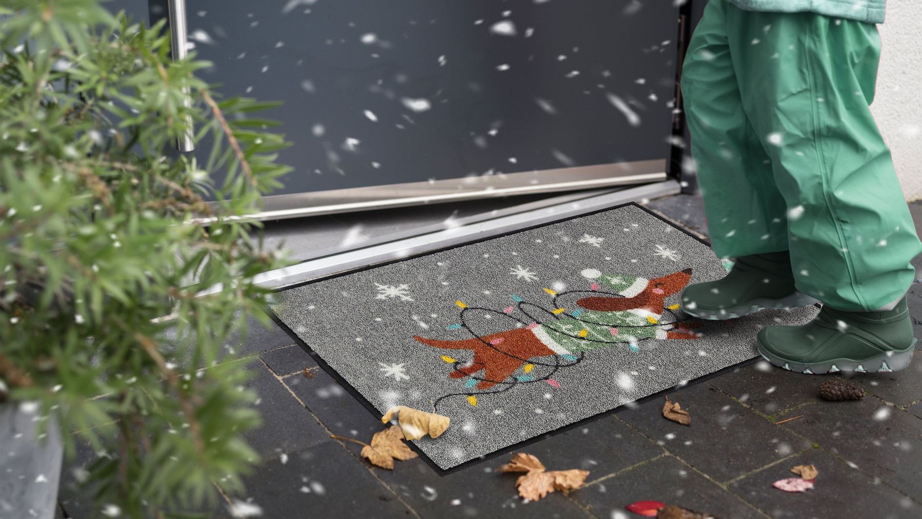 Fußmatte 50x75  Jingle Dog grau