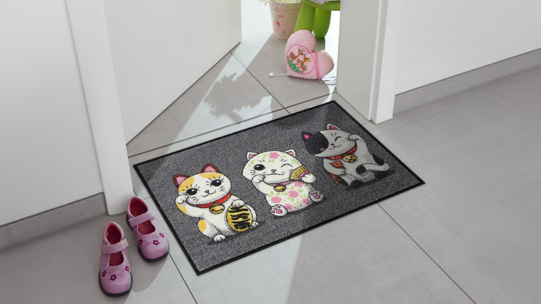 Fußmatte 50x75  Lucky Cats grey grau