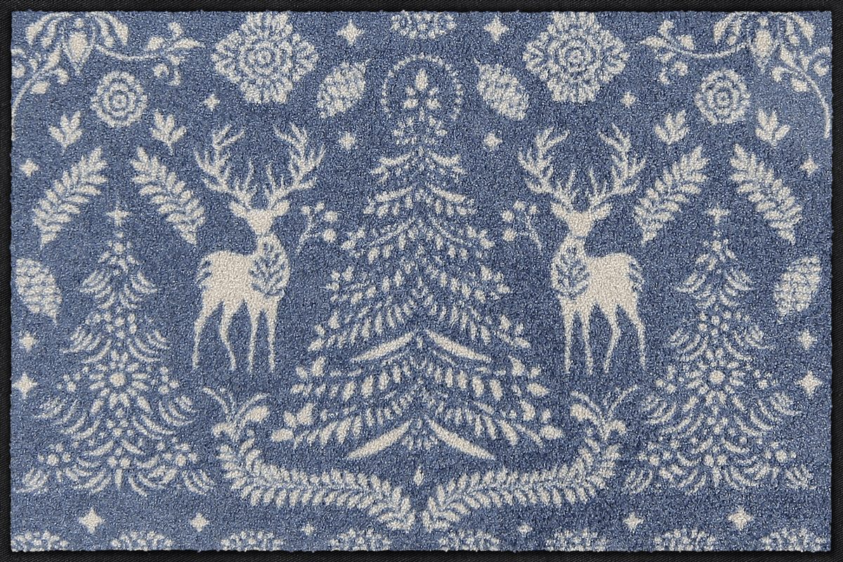 Fußmatte 50x75  Scandi Forest blue rot