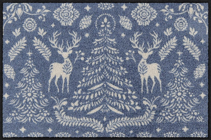 Fußmatte 50x75  Scandi Forest blue rot