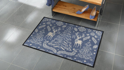 Fußmatte 50x75  Scandi Forest blue rot