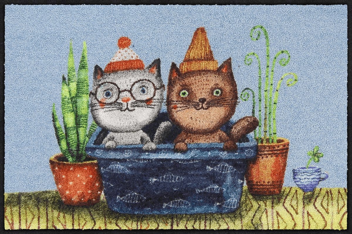 Fußmatte 50x75  Trouble-Cats rot