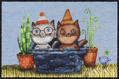 Fußmatte 50x75  Trouble-Cats rot