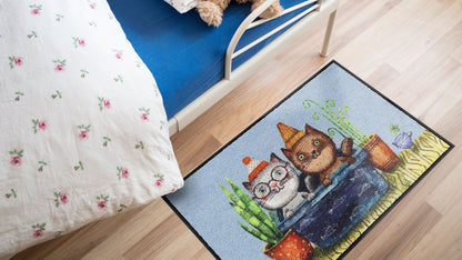 Fußmatte 50x75  Trouble-Cats rot