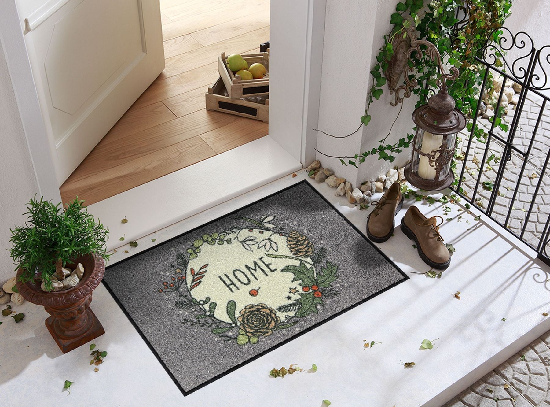 Fußmatte 50x75  Winter Home grey braun